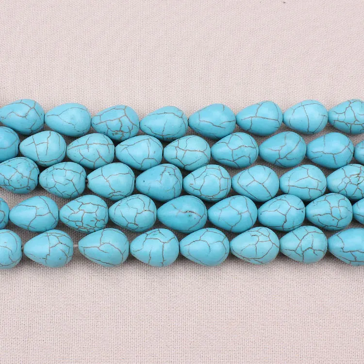 

26pcs/lot 12*15mm Water-Drop Shape Blue Howlite Natural Stone Striated Beads For Necklace Bracelet Jewelry Making