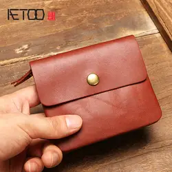 AETOO для мужчин кожаный Ретро кошелек, кожа дикой лошади женский карты сумка, ручной работы мини сумка