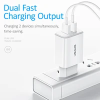 USAMS 5V/2.1A USB Charger Mobile Phone Charger for iPhone Samsung 1 2 USB EU/US Plug Wall Charger iOS/Android Phone Chargers