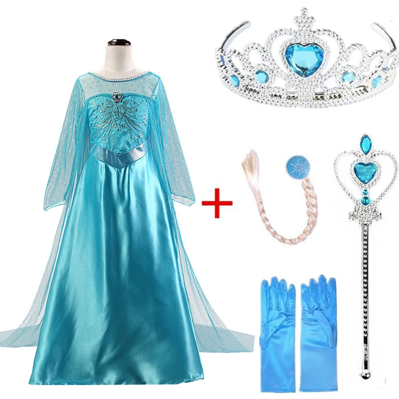 Snow Queen Elsa Dresses Frozen Princess Anna Elsa Dress for Girls Elza Cosplay Costumes Kids Girls Clothing Elsa Party Set