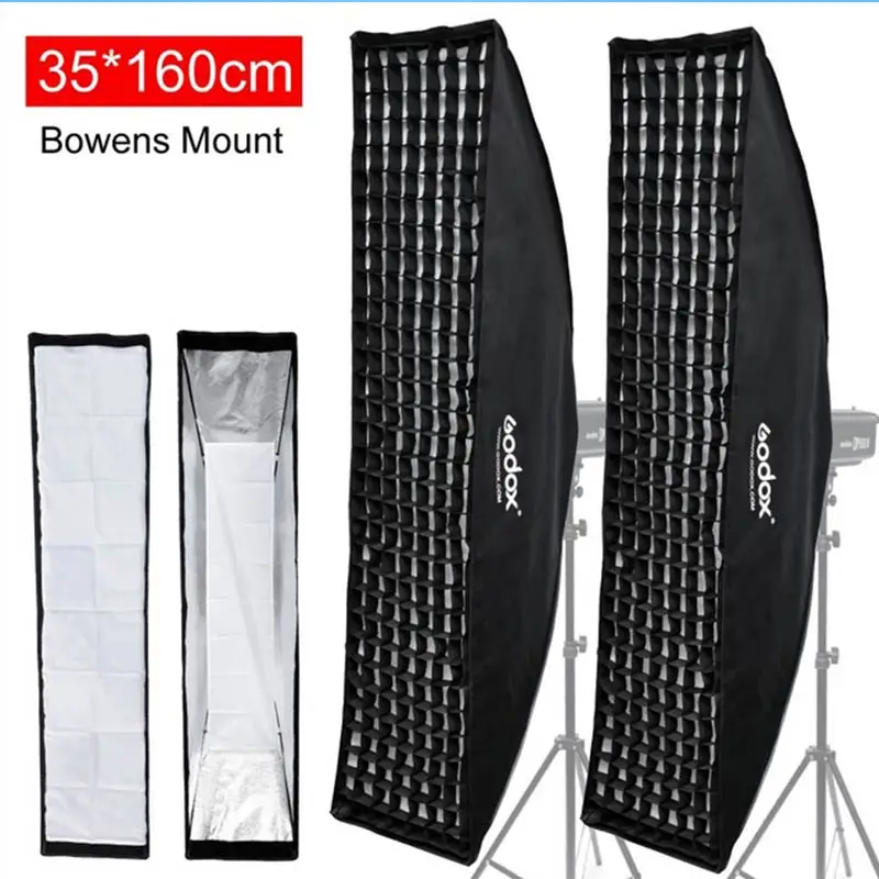 

2PCS Godox 35 x 160cm / 14" x 63" Rectangle Honeycomb Grid Softbox for Bowens Studio Flash Strobe Light