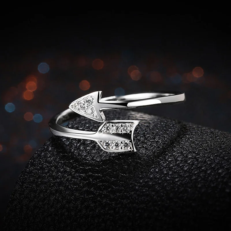 LNRRABC 1PC New Drop Shipping Alloy Arrows Crystal Women Allergy Free Rings Hot Sale Open Sagittarius 3 Colors Adjustable Rings