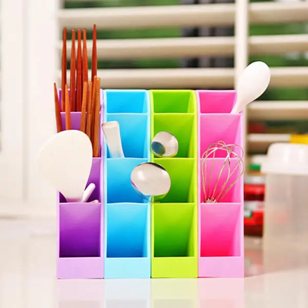 

Fashion 1PC Candy-colored multi-functional four-grid stationery storage box socks cosmetic storage