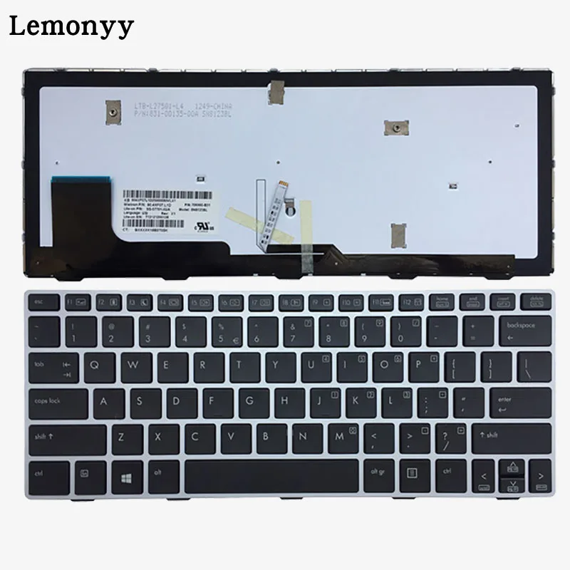 Новая клавиатура для ноутбука США hp Elitebook Revolve 810 G1 G2 G3 Серебристая Рамка с подсветкой