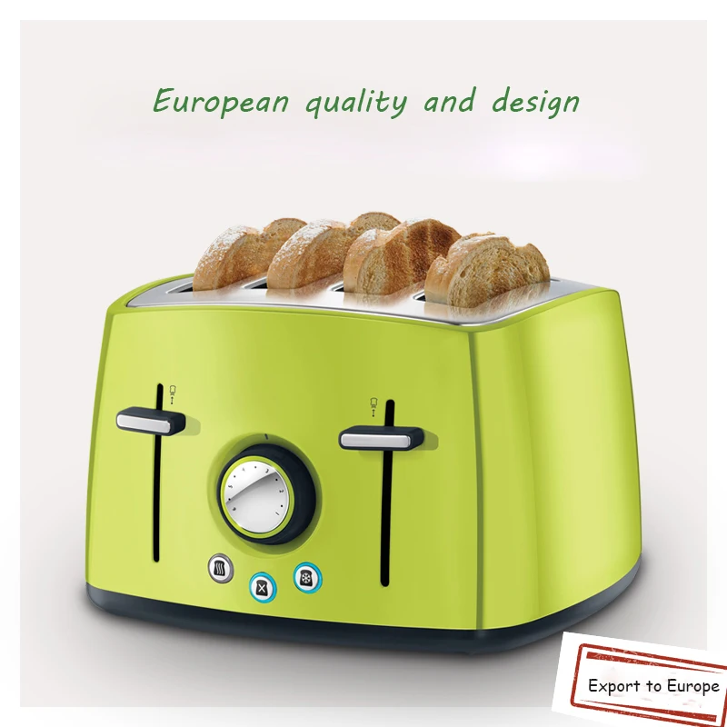 

1pc 1600w toaster machine home automatic breakfast toaster multi-function 4 toast stainless steel toast