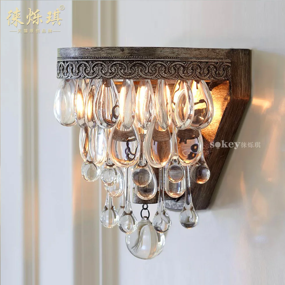 Lai Shuo Qi Vintage American country wall lamp crystal lamp bedroom bedside lamp wall lamp 1008 aisle stairs Lai Shuo Qi Vintage American country wall lamp crystal lamp bedroom bedside lamp wall lamp 1008 aisle stairs