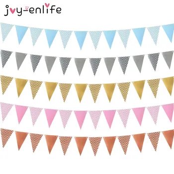

12 Flags Rose Gold Garlands Birthday Bunting Banners Pennant Baby Shower Wedding Garland Flags Party Decoration Supplies