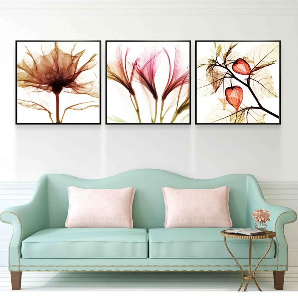 Triptych Impressionist Abstract Flower Oil Painting Canvas Fabric ...