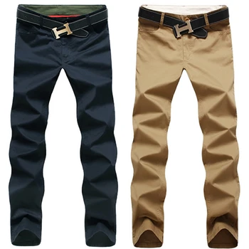 

New Spring Fashion Mens Cotton Casual Pants Slim fit Khaki black leisure Pants High quality 10colors plus size 28-38 Z34