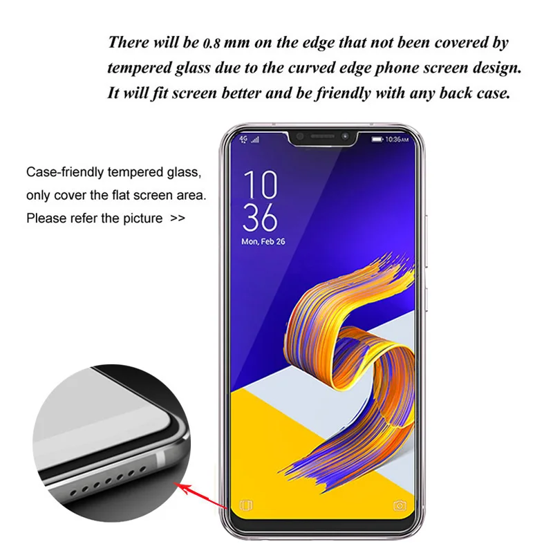 2 шт. 2.5D 0 26 мм 9H Премиум Закаленное стекло для Asus Zenfone 5Z ZS620KL Защитная пленка экрана
