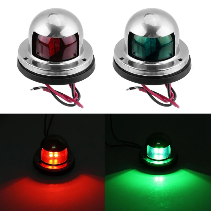 

1 Pair Stainless Steel LED Bow Sailing Signal Navigation Red Green Light For Marine Yacht Indicator Rowing Boats LED Signal Lamp