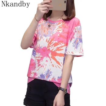 

Plus Size Tshirt Women Vintage Watercolor T-shirts Summer Tops Aesthetic Harajuku Tee Shirts Femme Large Camiseta Short Sleeve