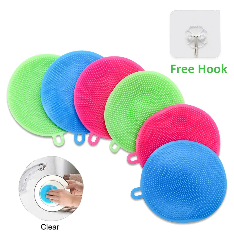 

Magic Silicone Dish Cleaning Brushes Kitchen Bowl Pot Pan Cleaning Sponges Scouring Pads Cooking Cleaning Tool Accessories
