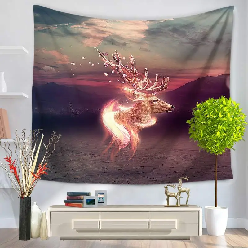 RUBIHOME Hanging Wall Tapestry 3D Design Animal Deer Home Decor Yoga Beach Towel Throw Rug Blanket Camping Tent Travel Pad