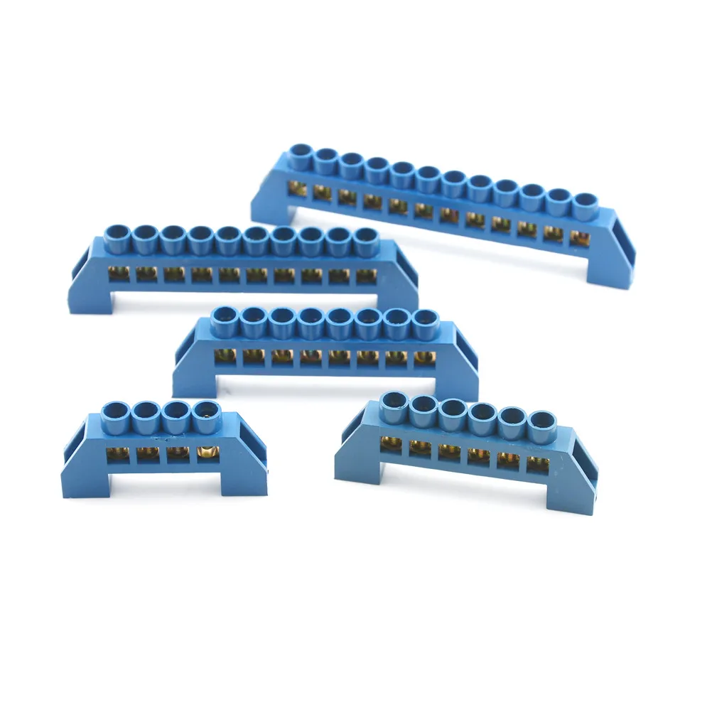 

Blue 4/6/8/10/12 Positions Screw Terminal Block Connector Strip Electrical Distribution Wire Screw Terminal Brass Ground Bar
