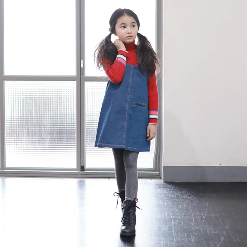 

girl set clothes autumn & winter long sleeve sweater+jeans dress kids set clothes 2 pcs