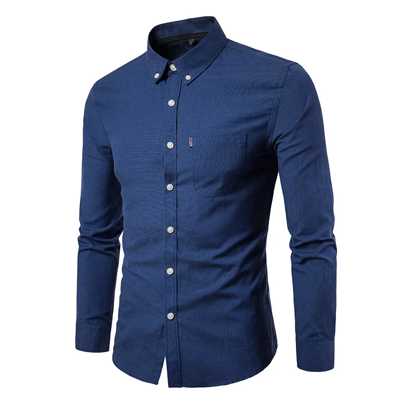 

New Autumn Fashion Brand Men Clothes Slim Fit Men Long Sleeve Shirt Men Solid color Cotton Casual Men Shirt Social Plus Size 5XL