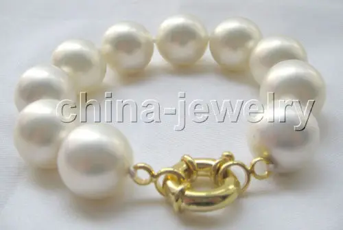 

FREE SHIPPING HOT sell new Style >>>>Beautiful 8" 18mm white perfect round south sea shell pearl bracelet