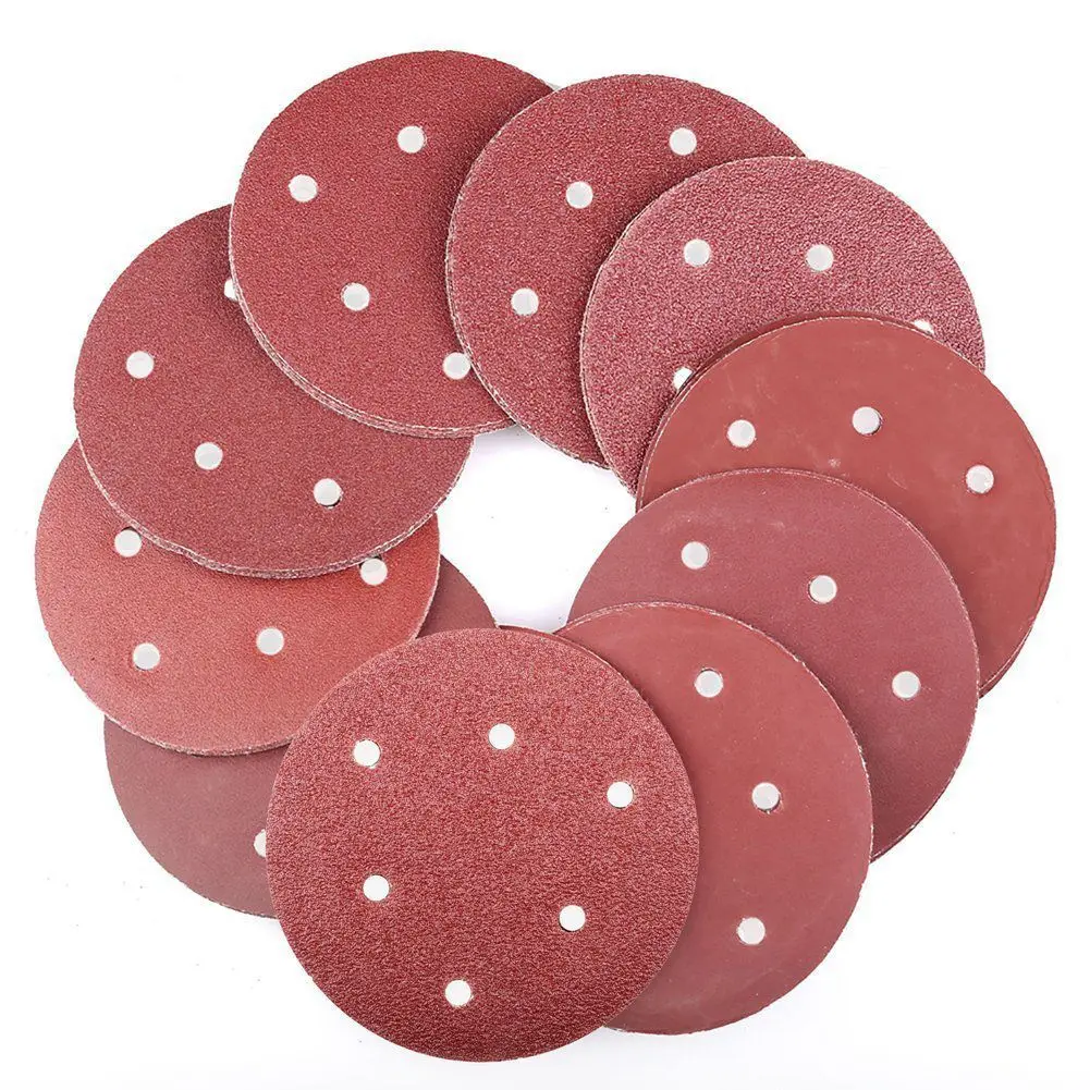 5 Inch 6 Hole Hook and Loop Sanding Discs 90PCS 40/60/80/100/120/180