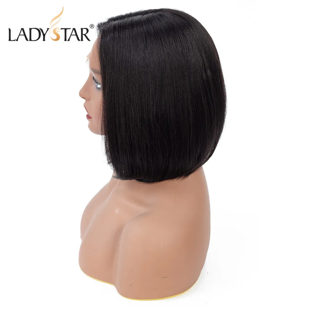 LADYSTAR Т-образные парики из натуральных волос на шнурках, прямые парики с бразильскими волосами remy, Осенние цветные парики для женщин