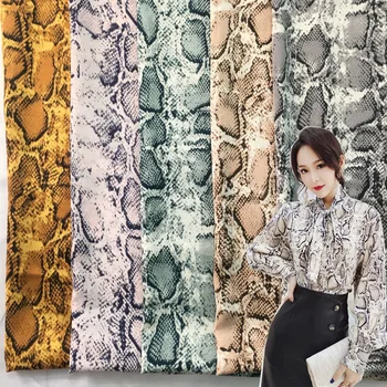 

New snakeskin stretch satin print fabric Spring and summer dress shirt fashion ethnic fabrics print stretch wholesale cloth