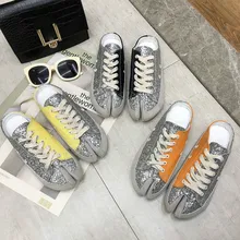 Женская модная обувь г. Новые весенние Лоферы без шнуровки с пайетками, обувь с разрезом на пятке смешанные цвета, блестящая ткань, стильная обувь на плоской подошве, Размеры 35-40