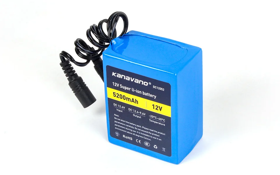 Kanavano 12v 5200mAh 18650 литий-ионная аккумуляторная батарея для камеры видеонаблюдения и 12,6 V 1A зарядное устройство