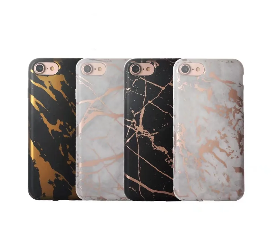 

GIMFUN Mobile Phone Bags & Case For iphone 6 6S 7 8 6Plus 7Plus Phone Cases Protect Cover Marble Gold-plated Thin Coque Capa