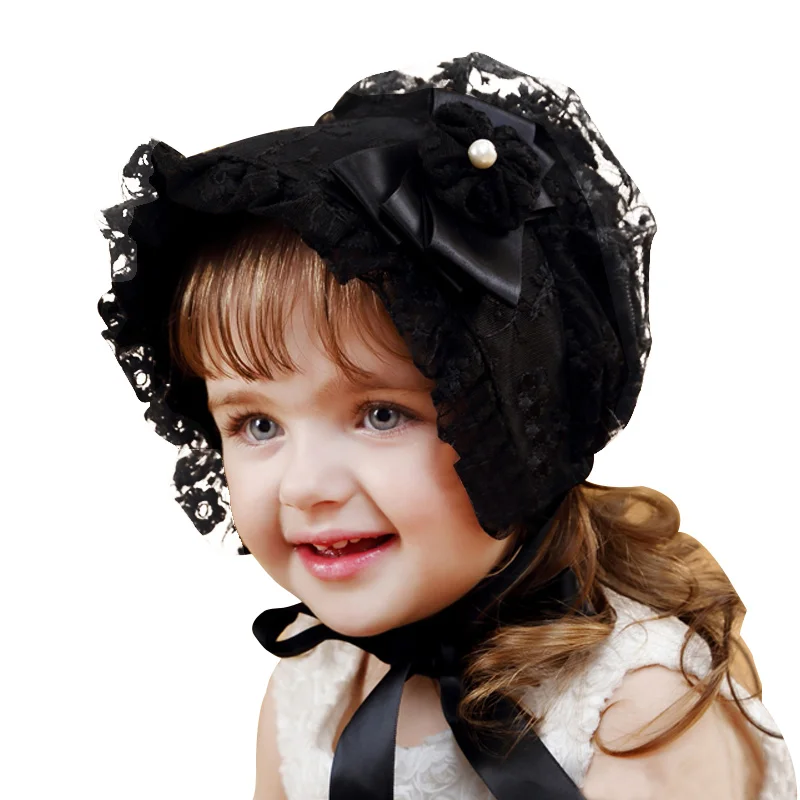 Lace Girls Hat Flower Princess Sun Hat Lace Up Girls Palace Beanie European Style Baby Hat Spring Autumn Baby Girls Clothing (4)