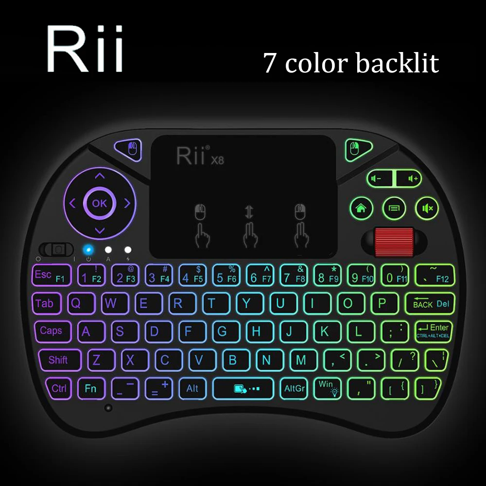 

[Rii] i8X LED Backlit 2.4GHz Wireless Mini Keyboard with Touchpad Mouse Combo,Scroll Wheel for Smart TV Android Box Xbox 360 PS3