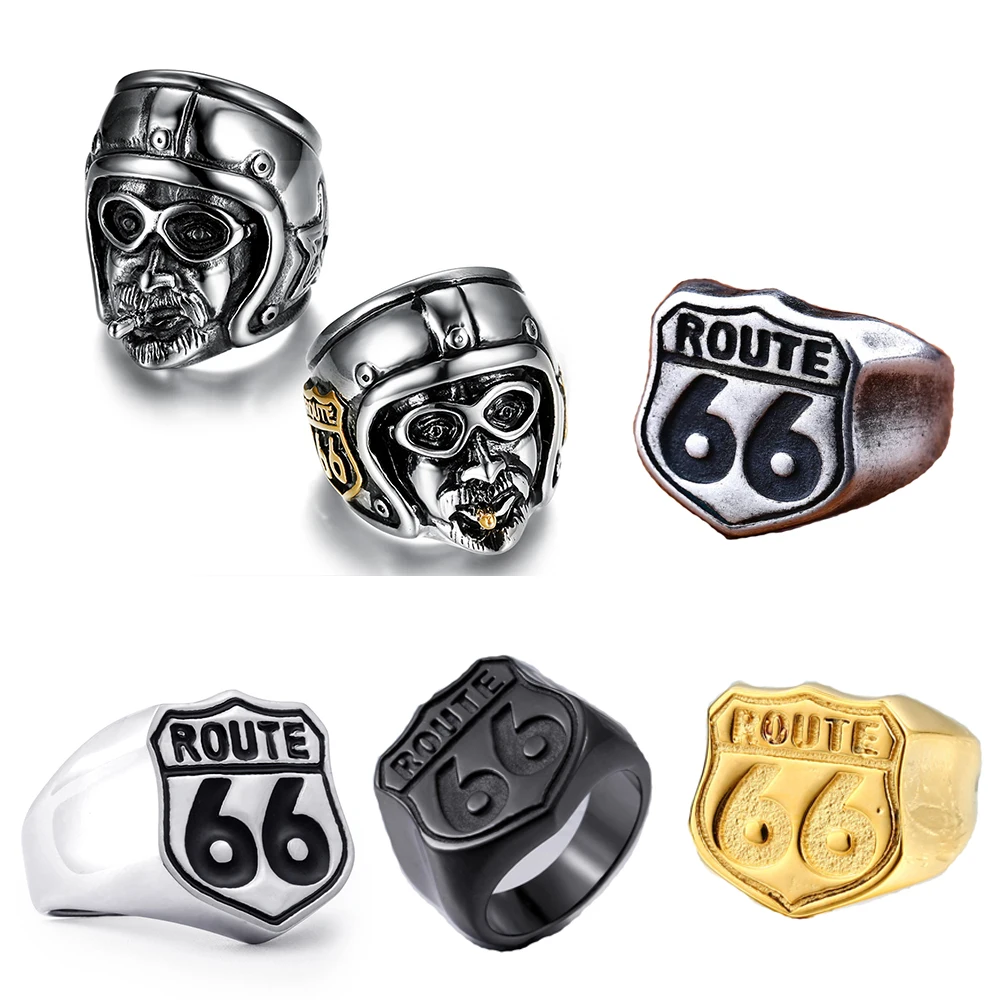 Мотоцикл ManUnique Route 66 MC Клубная Байкерская распродажа кольцо из нержавеющей стали