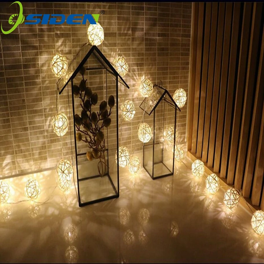 OSIDEN Rattan Ball LED String Light 5M 20Led Warm White Fairy Light Holiday Light For Party Christmas Wedding Decoration OSIDEN Rattan Ball LED String Light 5M 20Led Warm White Fairy Light Holiday Light For Party Christmas Wedding Decoration