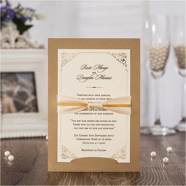 vertical gold wedding invitation card business invitations