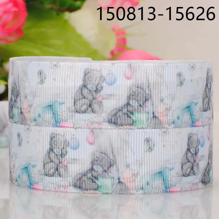 

free shipping 50 yards 7/8 " 22 mm cute bear cartoon pattern printed grosgrain tape ribbon decoration