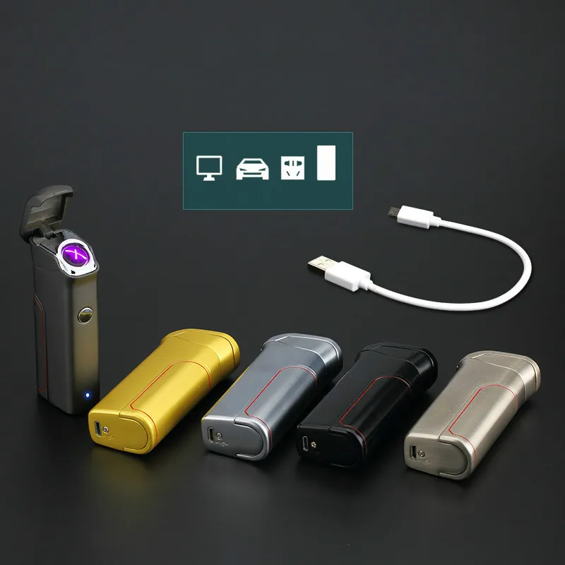 Новейшая двухдуговая Зажигалка USB ветрозащитная Электронная зажигалка для сигарет Новинка Электрическая Зажигалка для сигарет