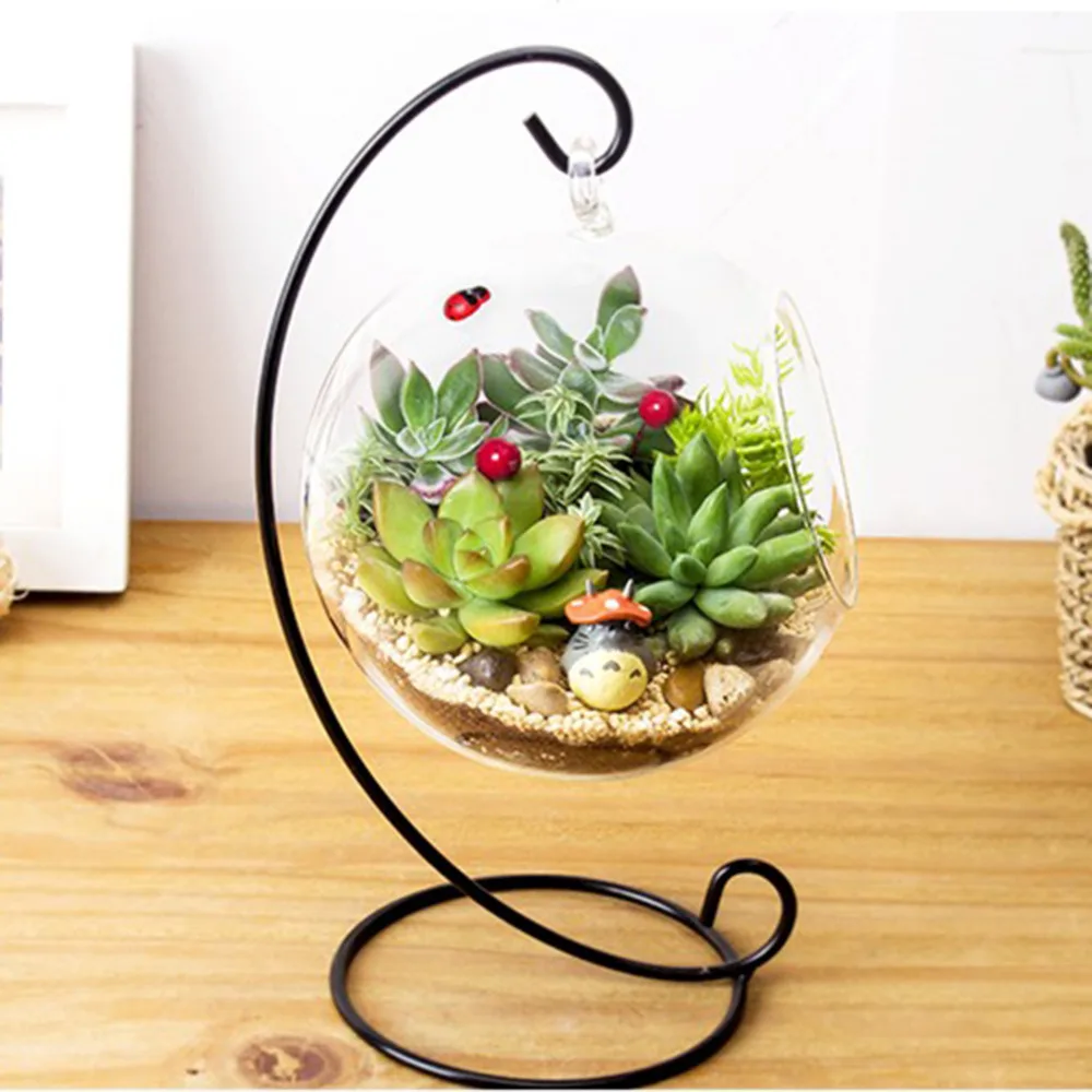 Подвесная стеклянная ваза, растительный цветок, гидропонный Террариум, контейнер, большой, с рамкой для воздушных растений, суккулент, вечерние, свадебные, Декор