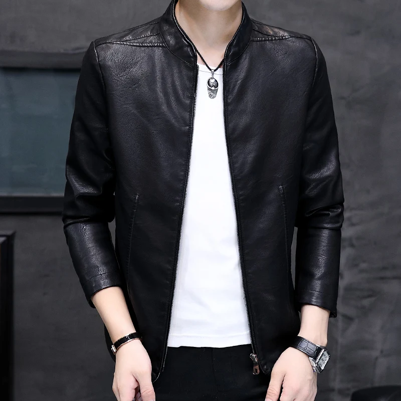  2019 Mens Leather Jackets Winter Coats Men Velvet Thick Fashion Faux Outerwear Pilot Biker Motorcyc