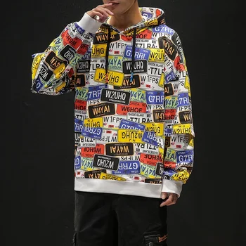 

Autumn Spring Hip Hop Scrawl Streetwear Doodle Printed Hoodies Sweatshirts Men Korean Harajuku Oversized Hoodie