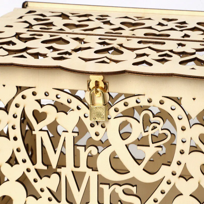 Сделай Сам Подарочная коробка для приглашения на свадьбу Романтика деревянная коробка для денег с замком красивое украшение для свадьбы День рождения Марий Oganizer