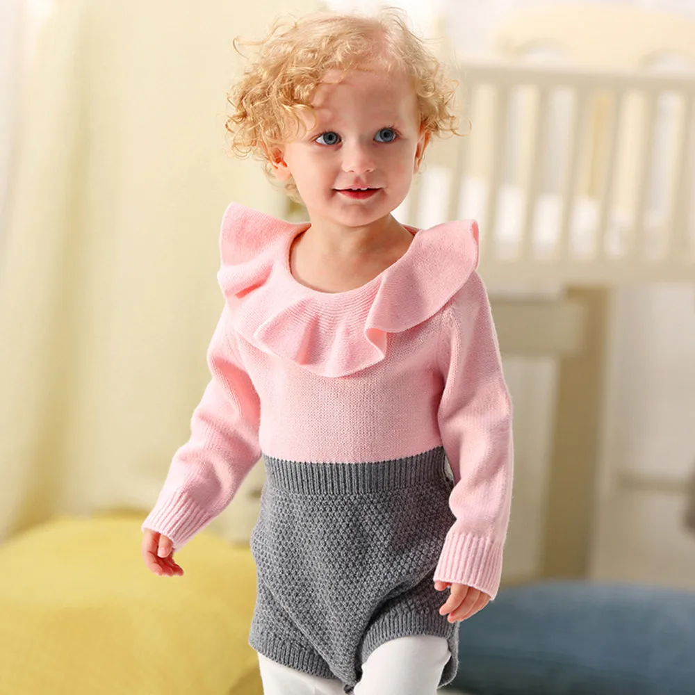 Single Button Baby Bodysuits Winter Newborn Infant Baby Girl Knitted