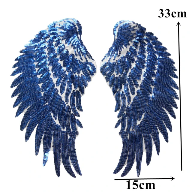 DIY craft applique Large Angel Wings Sequin Patches Iron on Sew on