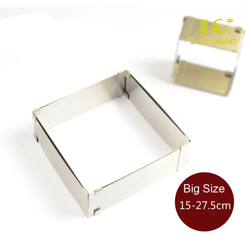 DIY Stainless Steel Square Cake Mousse Cutter Adjustable Square/Retangle Shape Mousse Ring for Kitchen Bakery Baking Tool