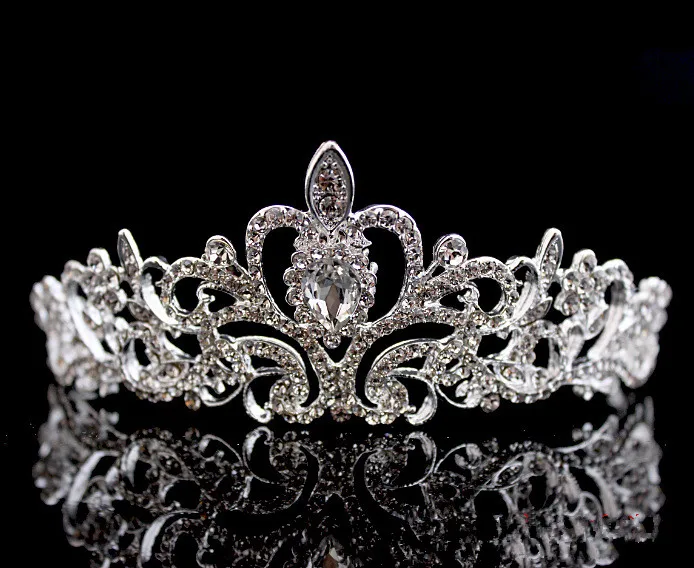 

Gold Silver Bridal Wedding Tiaras Princess Queen Crowns Crystal Beaded Diadem Events Hair Accessories Headpieces Bling Bling