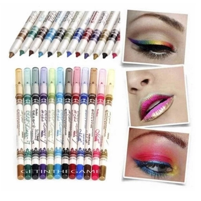 12 Color Eyeshadow EyeLiner Glitter Lip Pencil Shimmer Pen Makeup Cosmetic Set (1)