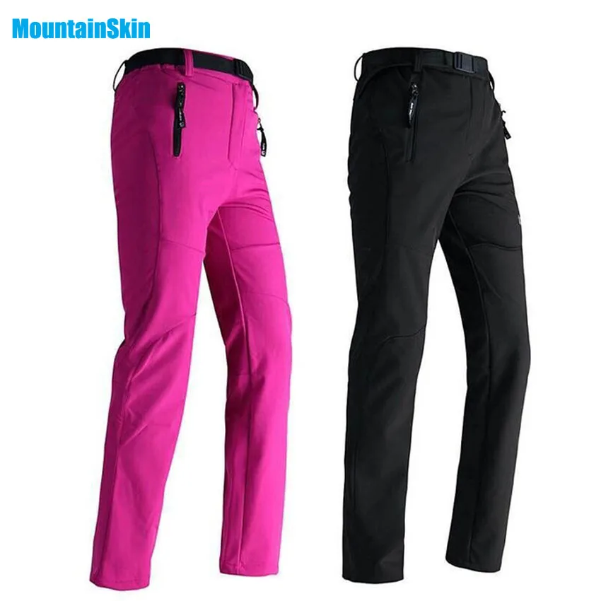Mountainskin النساء الشتاء الصوف السراويل في الهواء الطلق للماء الرياضة سميكة العلامة التجارية الملابس المشي التخييم التزلج الإناث السراويل MB008