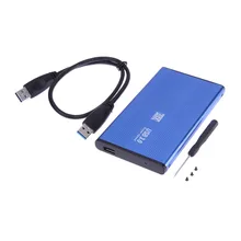Aluminum Alloy SATA 2.5″ Inch USB 3.0 Hard Drive External Storage Enclosure USB 2.0 SATA HDD Disk Case Blue