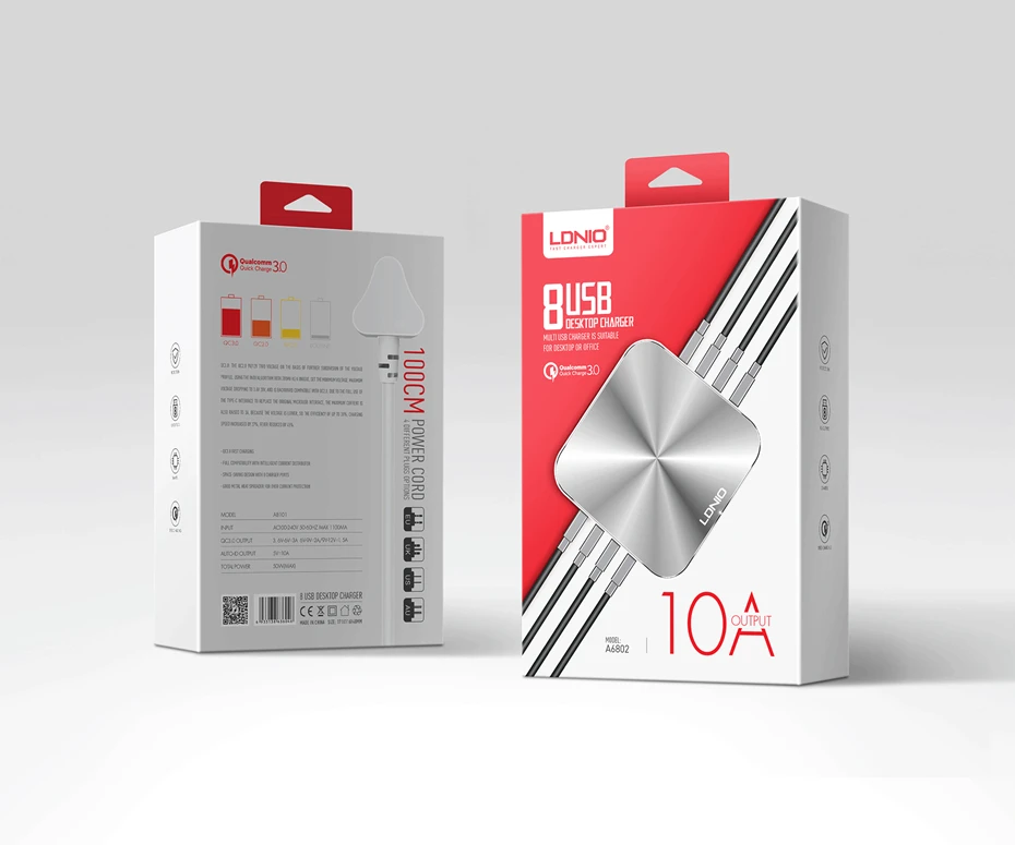 LDNIO A8101 QC3.0 50W 8 Ports Desktop Charger