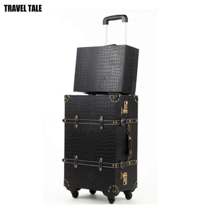 Travel tale 2" 24" 2" дюймов Спиннер дерево ретро сумки на колёсиках кожаный чемодан на колесиках для путешествий с колесиками для путешествия