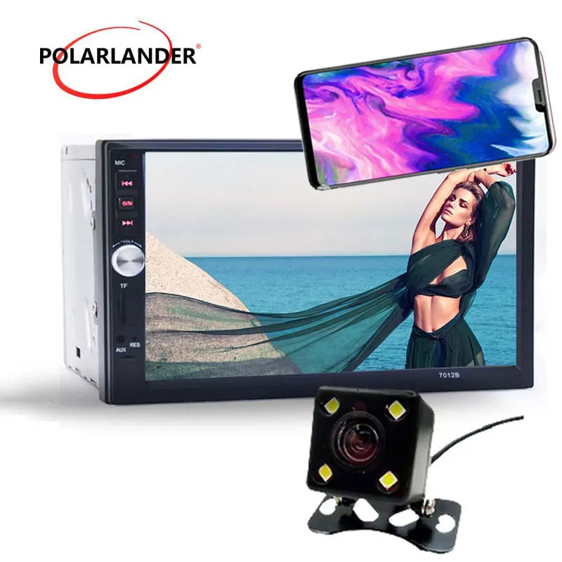 Radio de coche de 7 pulgadas 2 din estéreo coche Auto electrónico Bluetooth espejo enlace Autoradio radio reproductor de casete auto cintas W /cámara USB