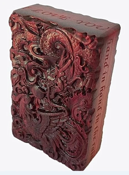 

I LOVE YOU English lettering lighter handmade sandalwood double-sided dragon phoenix Valentine's Day birthday present